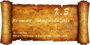 Kremser Seherezádé névjegykártya